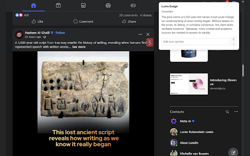 Luma :: Luma Social Feed, credibility badges and AI text, image and video checks. One-month free trial; Pro required after trial.