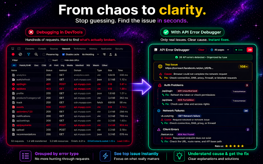 API Error Debugger :: Fix API errors fast. See why requests fail and solve 401, 403 issues instantly.