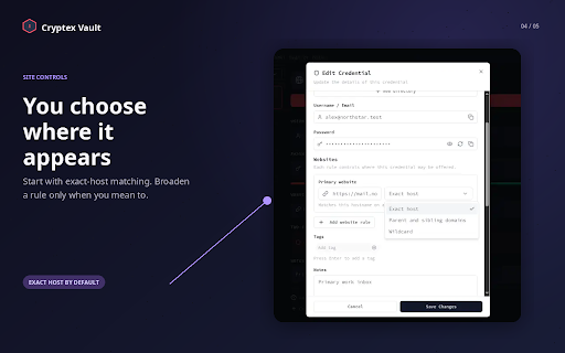 Cryptex Vault - Local-first password manager :: Open-source password manager with browser autofill and peer-to-peer sync. Keep your vault local, private, and under your control