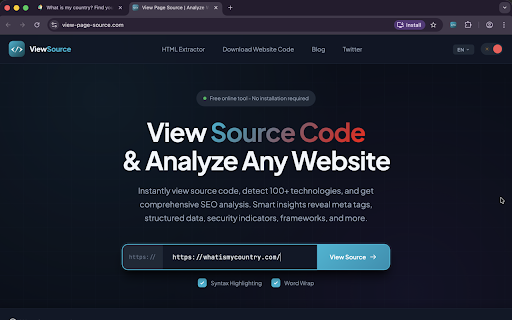 View Page Source :: View source code, detect 100+ web technologies, and analyze SEO — meta tags, structured data, frameworks, and more.