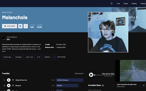 Last.fm Dark Mode :: Turn Last.fm dark with this extension for a sleek, eye-friendly listening experience.