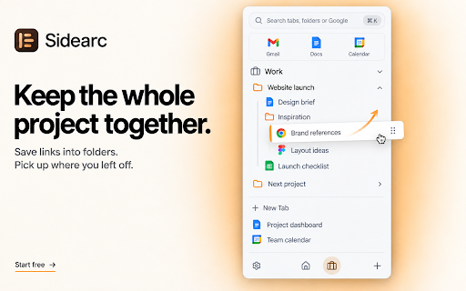 Sidearc: Vertical Tabs, Spaces & Side Panel Tab Manager :: Vertical tabs in Chrome's side panel. Organize too many tabs into spaces, folders, pins, tab trees, groups and search.