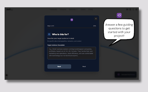 Bolt.new First Prompt Generator :: Your first Bolt.new prompt makes or breaks your project. Generate perfect prompts backed by 1500+ hours of building.