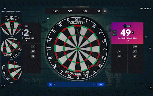 Frameback for Autodarts :: Camera overlay, checkout zoom and replays for Autodarts. Runs locally in the match page.