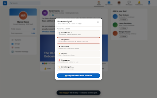 LinkedIn AI Comments :: Genera commenti engaging per LinkedIn con Claude AI