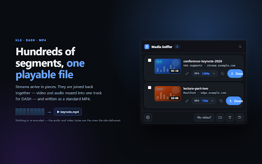 Video & Stream Downloader — Media Sniffer :: Finds video and audio streams on the page you are viewing and saves them to your computer.