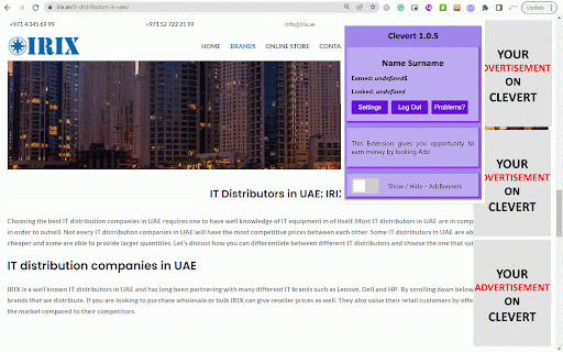 Clevert :: Extension for showing Ads on Web Sites