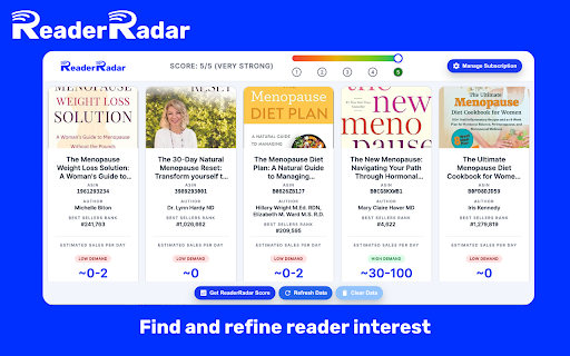 ReaderRadar: Book Research Tool for Authors :: Instant insights for authors: book ideas, titles, and keywords.