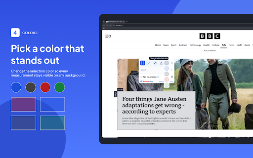 Page Ruler by Browserling – Measure Pixel Distance :: Measure webpage elements, distances, sizes, and angles in pixels with an accurate browser ruler.