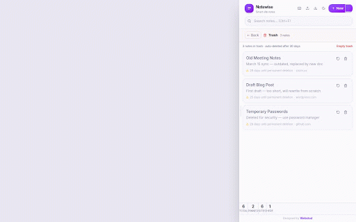 Notewise – Smart Site Notes :: Instantly jot notes tied to any website. Pin, tag, search, color-code and export notes – all stored locally. No account needed.