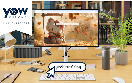 Hello Kitty Fall Live Wallpaper :: Hello Kitty swinging on a swing with an autumn theme, warm light shining from behind.