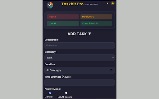 TaskBit Pro: AI Task Prioritizer :: Boost productivity with Taskbit Pro. AI-powered task prioritization, smart deadlines for efficient task management