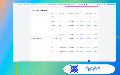 FB Marketplace Scraper , Extract facebook Marketplace listings :: Scrape and export product data from Facebook Marketplace. Easily collect item informations to use for market analysis and reselling.