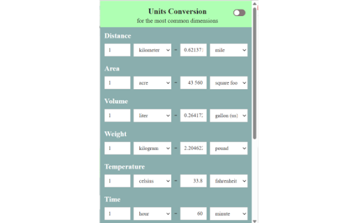 Units Conversion :: Minimal offline unit converter for daily life dimensions.