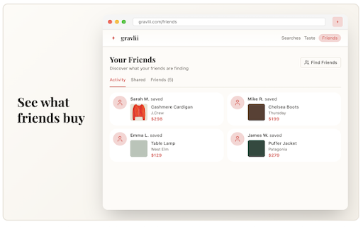 Gravlii :: Save and organize items from any website, then browse what your friends buy