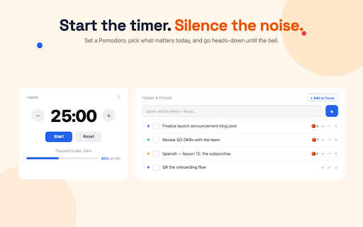 ToDoFocus: Timer, Task List, Heatmap 🥳 :: Pomodoro timer with a task checklist & focus heatmap.