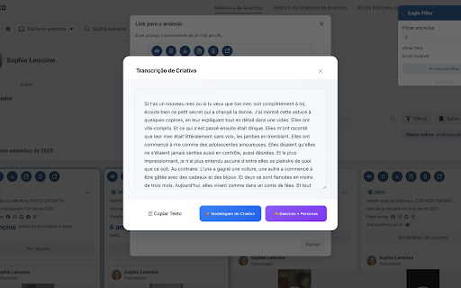 Eagle Vizzion - Adspy da Biblioteca de Anúncios :: Uma extensão para monitorar e descobrir anúncios.