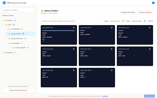 MCE Version Controller :: Local version history for your Marketing Cloud assets: CloudPages, Emails, Content Blocks, Queries, Scripts and Snippets.