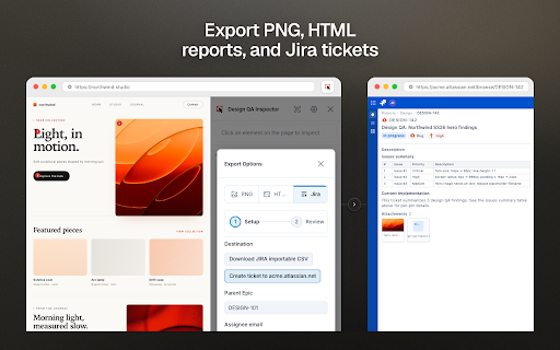 Design QA Inspector :: Design QA: inspect elements, annotate issues, apply CSS edits, match design tokens, and export PNG, HTML, or Jira tickets locally.