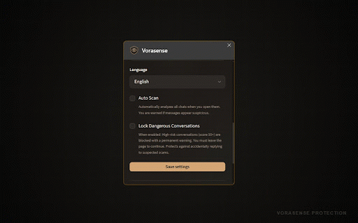 Vorasense :: AI-driven scam detection for chat platforms