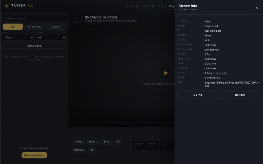 Tuner: M3U & Live Stream Player :: Play and organize your own legal M3U, HLS, DASH, MP4, and MPEG-TS streams in Chrome.