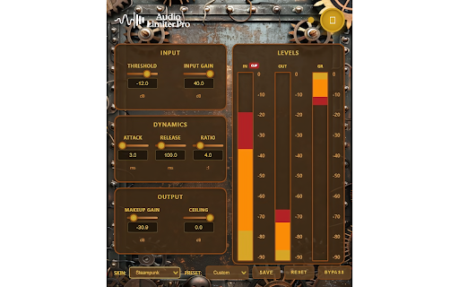 Audio Limiter Pro :: Professional audio limiter and compressor for web content. Control dynamics, prevent clipping, enhance listening.