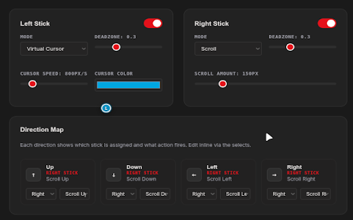 Remapad — Gamepad Browser Controller :: Navigate streaming sites with a gamepad. Map buttons, customize site profiles, and control playback, scrolling, and navigation.