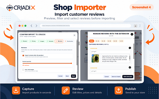 Criadix Shop Importer :: Capture products and reviews from supported marketplaces and import them through Criadix Shop Importer.