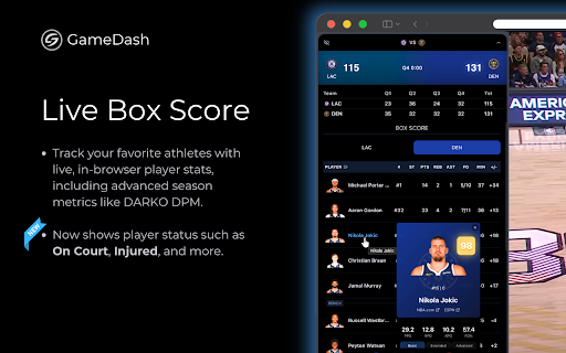 Live NBA Scores & Stats - GameDash :: Live NBA scores, stats & AI insights in‑browser with GameDash—real‑time box scores, highlights & alerts without leaving your stream.