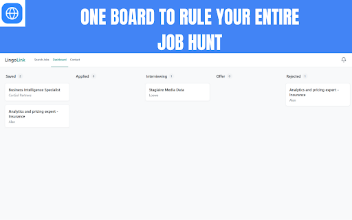 LingoLink: Job Search & Application Tracker :: Your personal job search dashboard. Find English-only jobs from LinkedIn and track your applications.