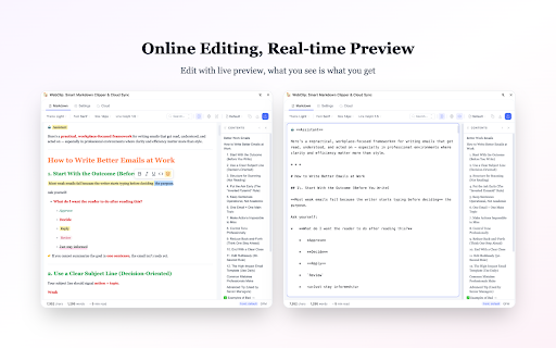 WebClip: Pages & AI chats to your notes :: Clip any web page or AI chat to clean Markdown. Edit it, then sync to Notion, Obsidian, Typora or local files. 100% local.