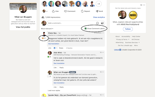 LinkedIn Comment Labels :: Turn LinkedIn comments into checklists for structured follow-up. Easily track and manage your responses, ensuring you don't miss…