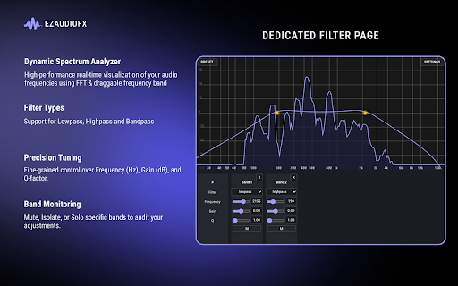EZAudioFX: Easy & Powerful Audio Effect and Equalizer :: Control the sound of your favorite sites easily — once enabled, your settings persist.