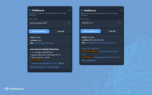 findtime.io - AI Time Intelligence :: AI-powered time conversion, meeting planning, and deep links to findtime.io from your browser.