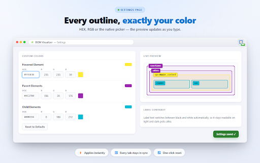 DOM Structure Visualizer :: Visually highlights DOM parent/child nesting when hovering over elements on a webpage.