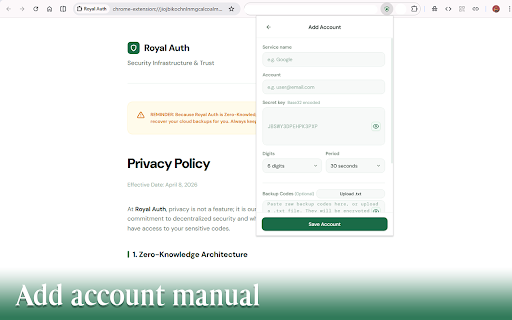 Royal Authenticator :: Premium zero-knowledge 2FA authenticator with instant QR scanning, encrypted backup & sync — secure, elegant, effortless.