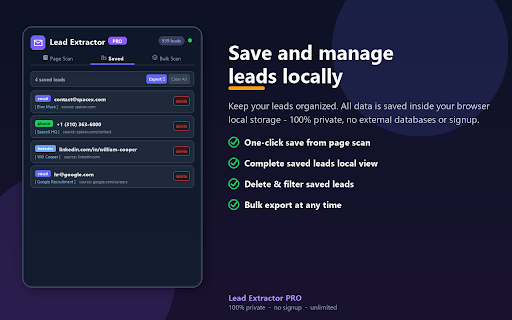 Email, Phone & Social Lead Extractor – Free Bulk Web Crawler :: Accurately extract emails, phone numbers (with country & name) & social profiles. Bulk scan, deep crawl, CSV/vCard export. Private.