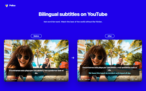 Pelica Translate: AI Web & Video Translator, Write with AI :: With the Pelica extension, you can:
- Translate sections on the go
- Translate entire pages
- Translate YouTube videos