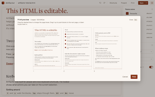 Artifactor: Visual HTML Editor :: Visual editor for AI-generated HTML artifacts. Edit text and styling, add or remove elements, present fullscreen and print to PDF.