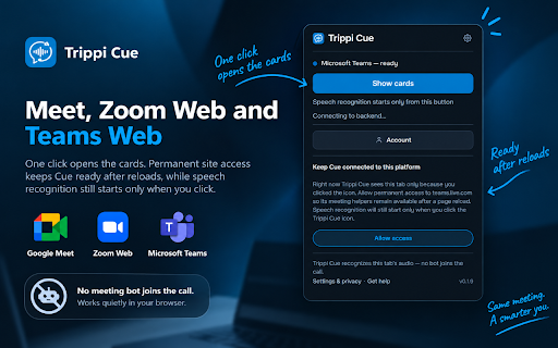 Trippi Cue — AI Interview Copilot in any language :: AI Interview Copilot and Interview Assistant for Google Meet, Zoom, Teams: suggests answers, translates the call into any language.