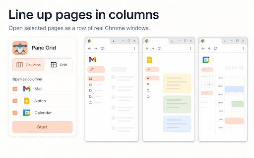 Split Screen, Tile Tabs, Tab Resize, Snap Windows, Save Restore Layouts 2x2 :: Split Screen: split tabs into real Chrome windows, tile, snap on multiple monitors, and save or restore window layouts in one click.