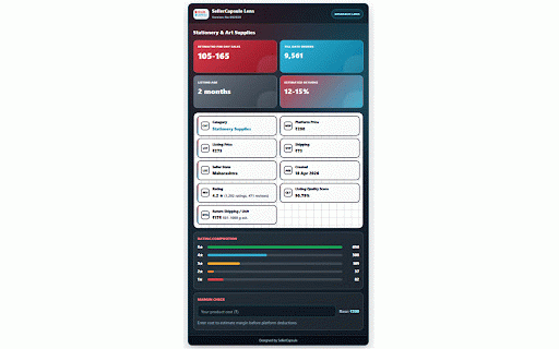 SellerCapsule Lens :: Seller research lens for supported product pages with demand, rating, price, shipping, and margin signals.