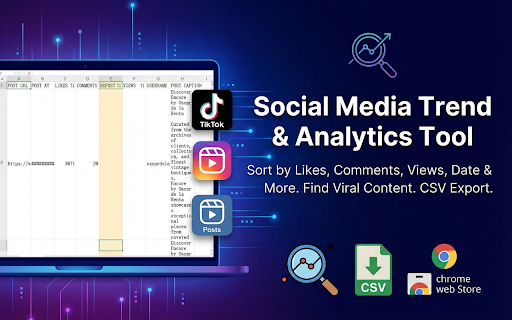 Sort Feed for TikTok & Instagram :: Sort TikTok & Instagram posts by likes, comments, views, and date. Find viral reels, analyze trends, and export results to CSV.