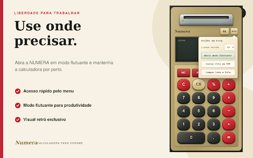 Calculadora Numera :: Calculadora administrativa inspirada nas clássicas máquinas de somar. Desenvolvida por OSCON Tecnologia.