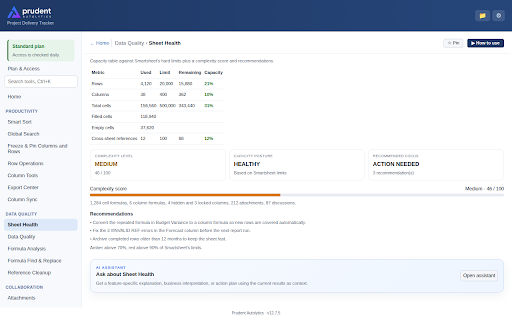 PA Smartsheet Tools :: AI-Powered Workspace for Smartsheet. Find broken formulas, fix data quality, and send any row to Power Automate.