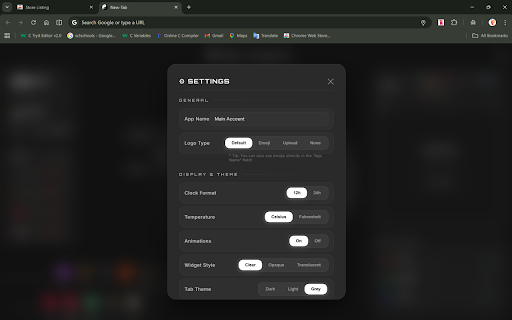 BalanceTab — Gamer + Office :: New tab page with clock, weather, search, games, AI links & recent tabs.