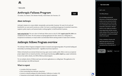 Pave :: Click on any job posting. Get a tailored cover letter. Download as PDF. No login required.