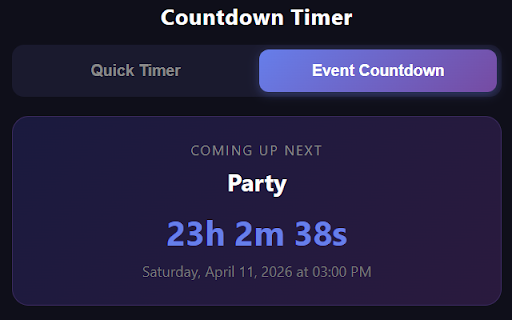 Simple Countdown Timer :: Set quick countdown timers or count down to your favorite events like birthdays, holidays, and more!