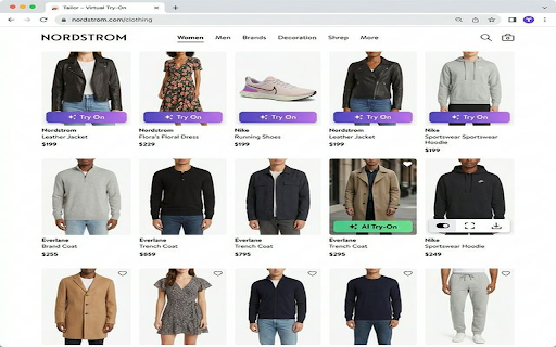 Tailor – Virtual Try-On :: AI-powered virtual try-on. See yourself in any outfit from your favorite online stores instantly — right from the product page.