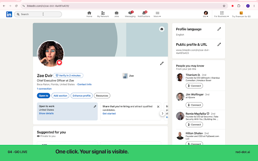 Reddot share your status :: Let people know what you are open to with one clear signal. Free, private, safe, and built for Chrome.